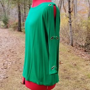 Kelly Green Cold Shoulder Top